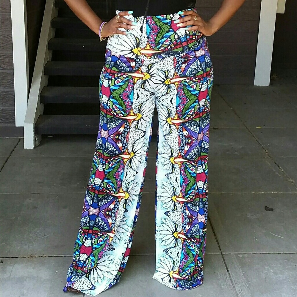 Last one HOST PICK*MOSAIC Print PALAZZO PANTS - Picture 2 of 8